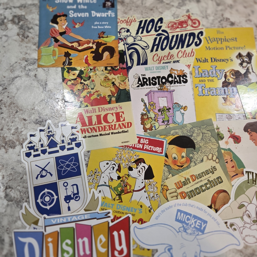 Incomplete 2000s Vintage Walt Disney Assorted Sticker Sheet-Colorful Movie Icons
